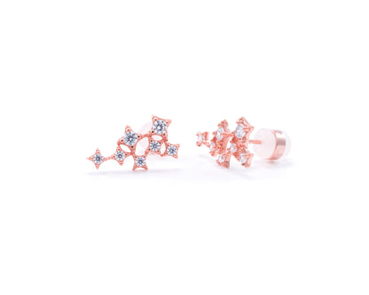 Star Cluster Stud Earring with Zirconia Diamond, Rose Gold Vermeil