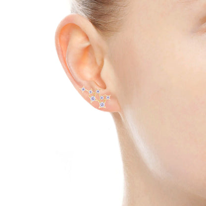 Star Cluster Stud Earring with Zirconia Diamond, Rose Gold Vermeil