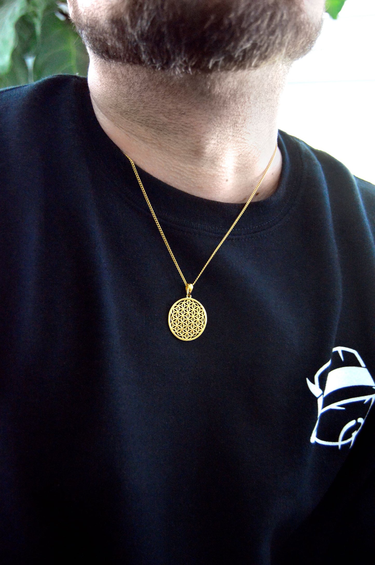 Flower of Life Necklace, 18K Gold, All Gender