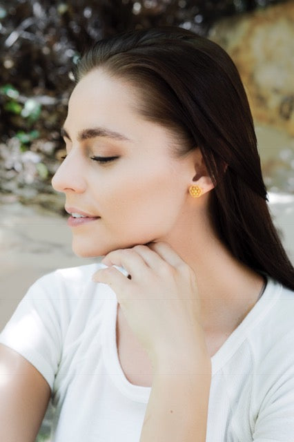 Seed of Life Stud Earrings, 18k Gold