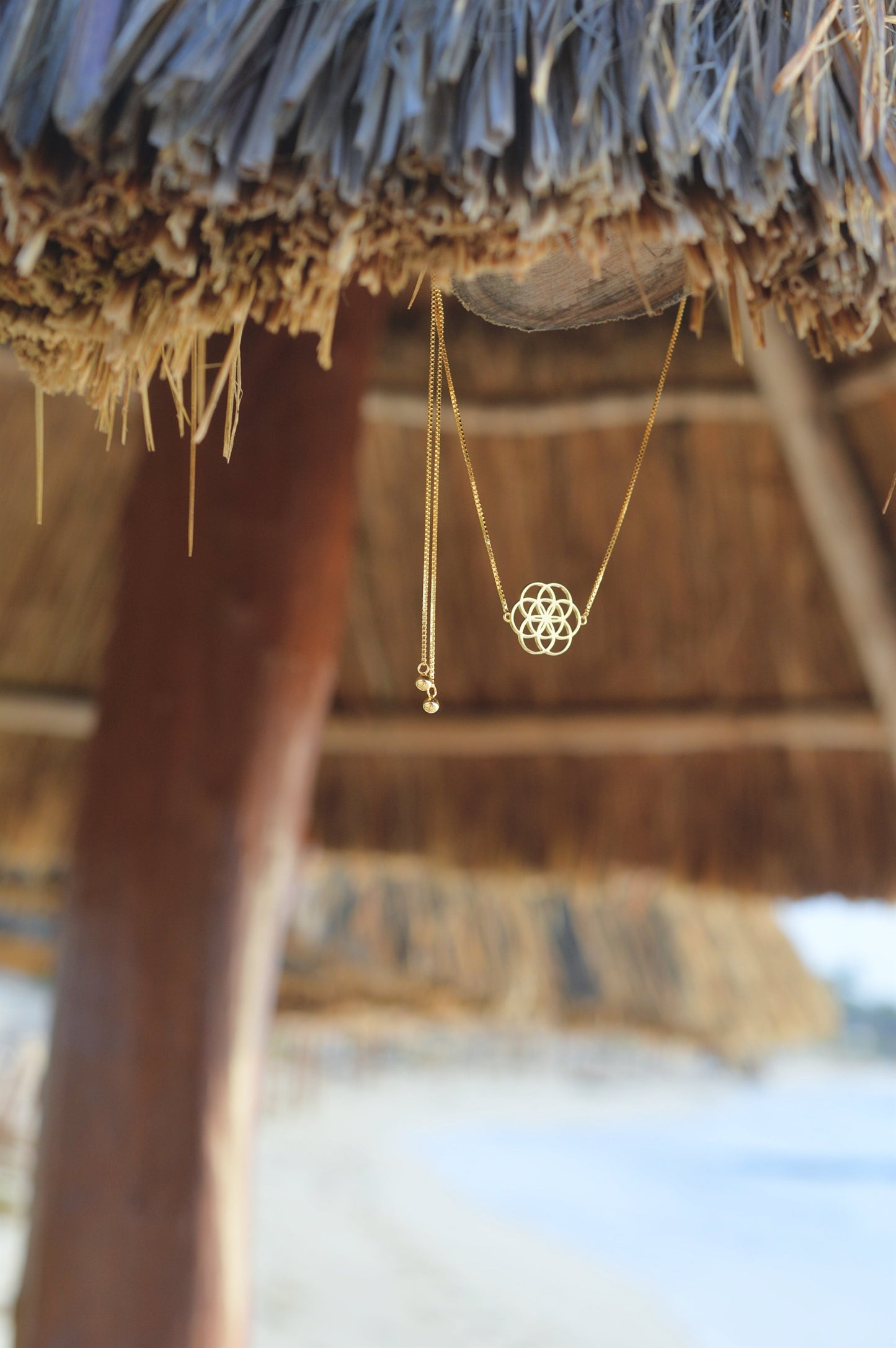 Seed of Life Choker/Y-Style Lariat, Reversible Necklace, White Rhodium