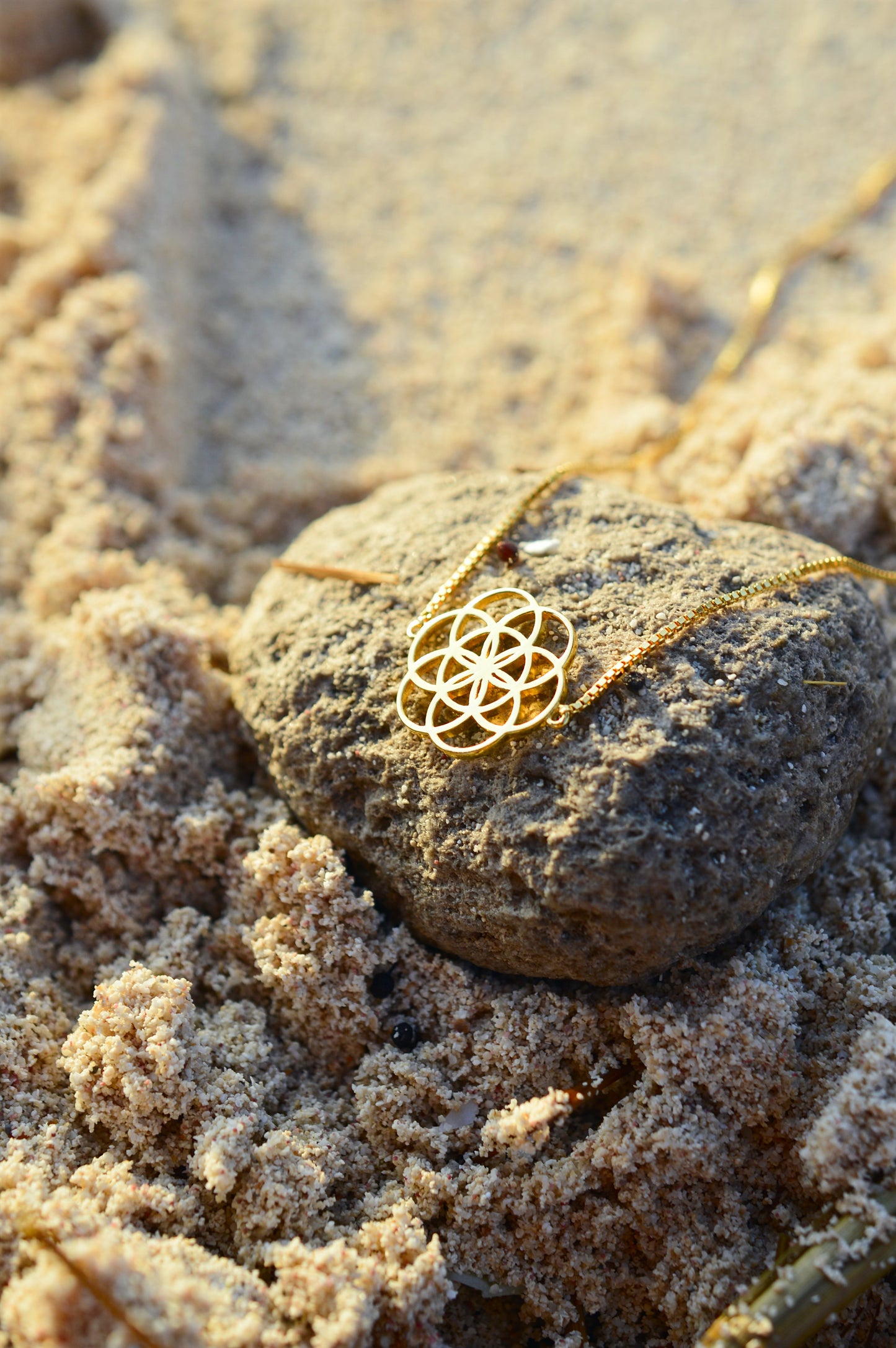 Seed of Life Choker/Y-Style Lariat, Reversible Necklace, 18K Gold