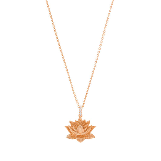 Awakened Lotus Necklace, Rose Gold