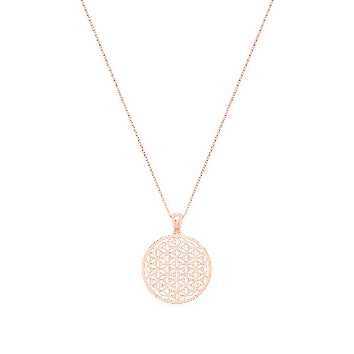 Flower of Life Spiritual Expansion Necklace, 18K Gold, 16+3"