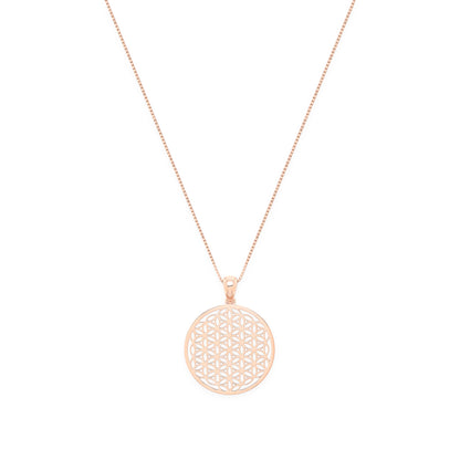 Flower of Life Spiritual Expansion Necklace, 18K Gold, 16+3"