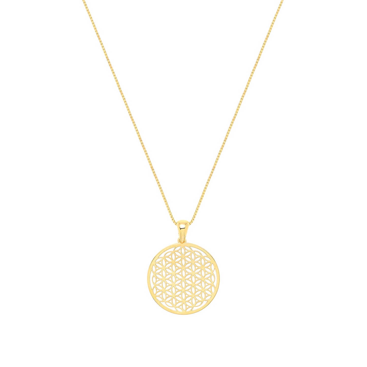 Flower of Life Spiritual Expansion Necklace, Rose Gold Over Sterling Silver, 16"+3"