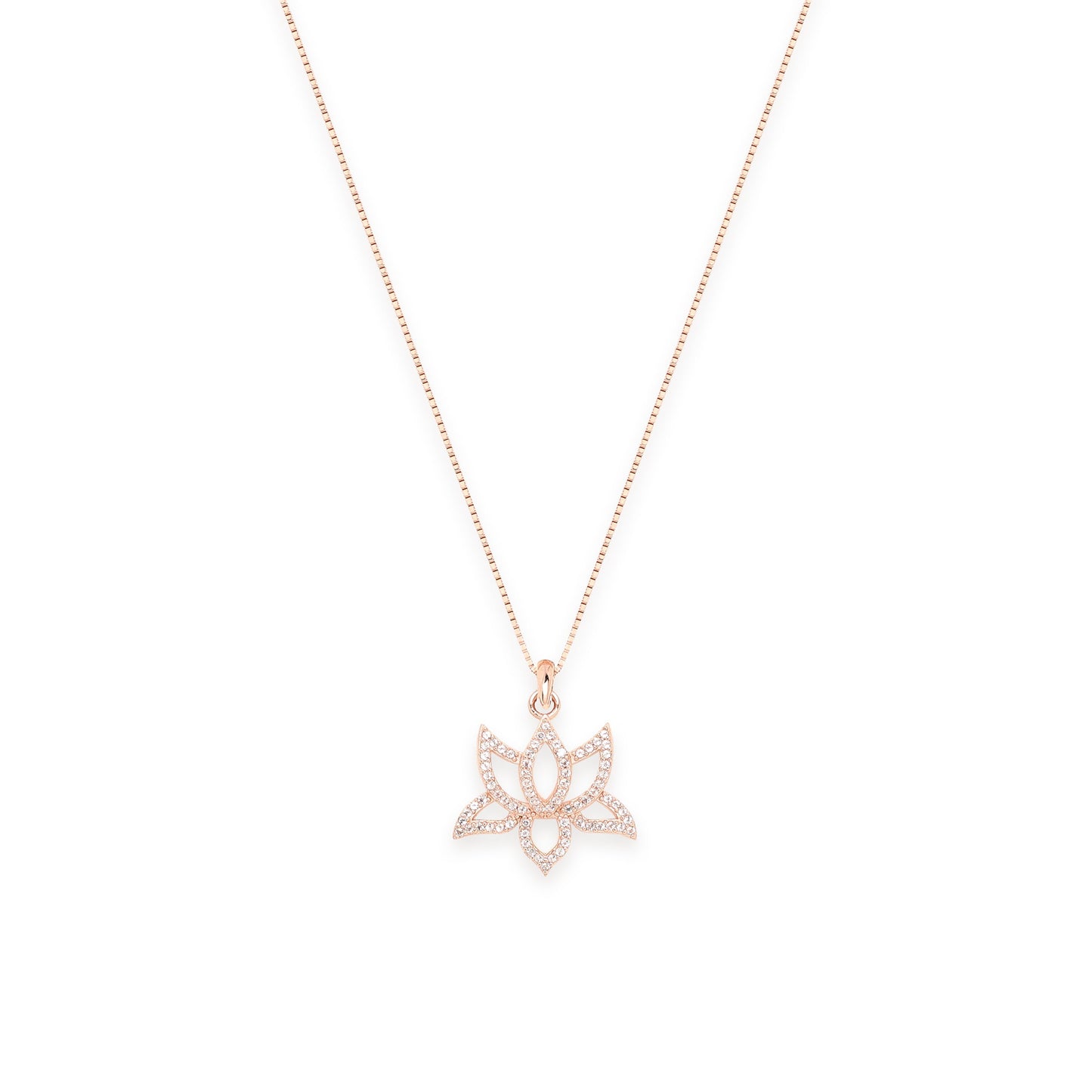 Illuminate Lotus Necklace White Rhodium Plated, White Topaz Pave