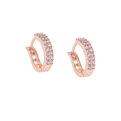 Huggie Hoop Earrings, 18k Gold Over Sterling Silver with Zirconia Diamonds