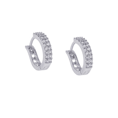 Huggie Hoop Earrings, 18k Gold Over Sterling Silver with Zirconia Diamonds