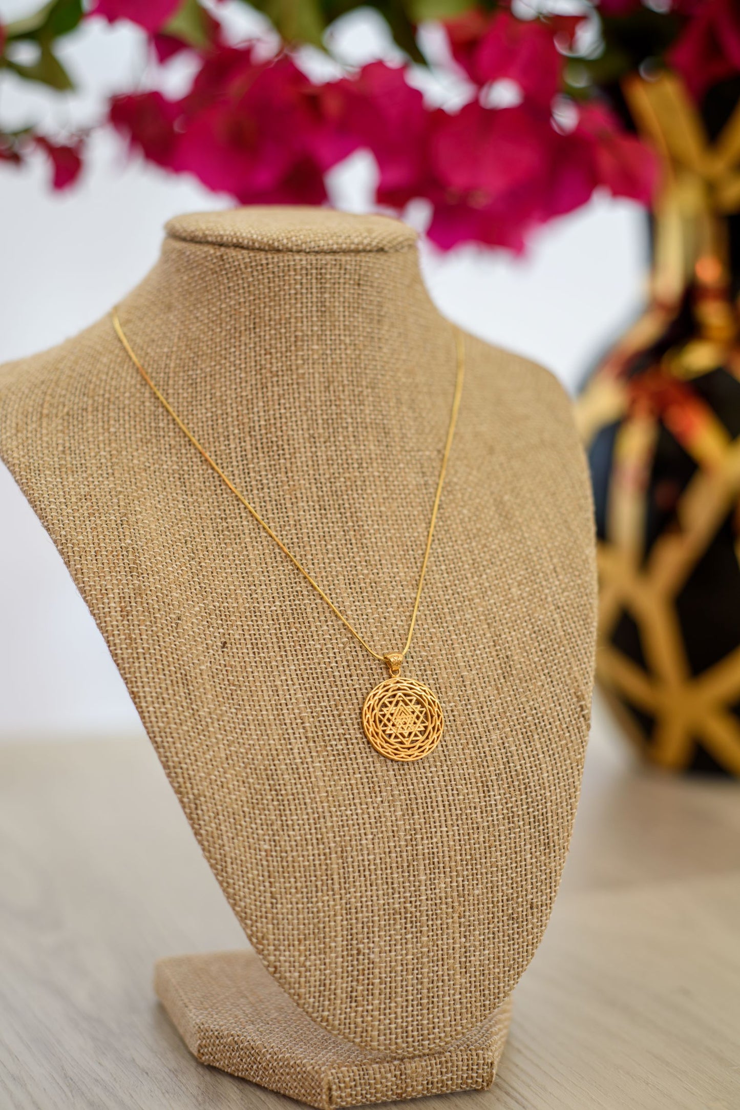 Sri Yantra Supreme Manifestor Necklace, 18K Gold