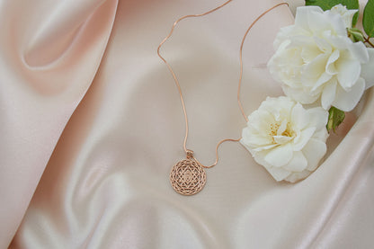 Sri Yantra Supreme Manifestor Necklace, Rose Gold